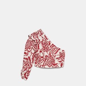 Zara One shoulder printed crop top